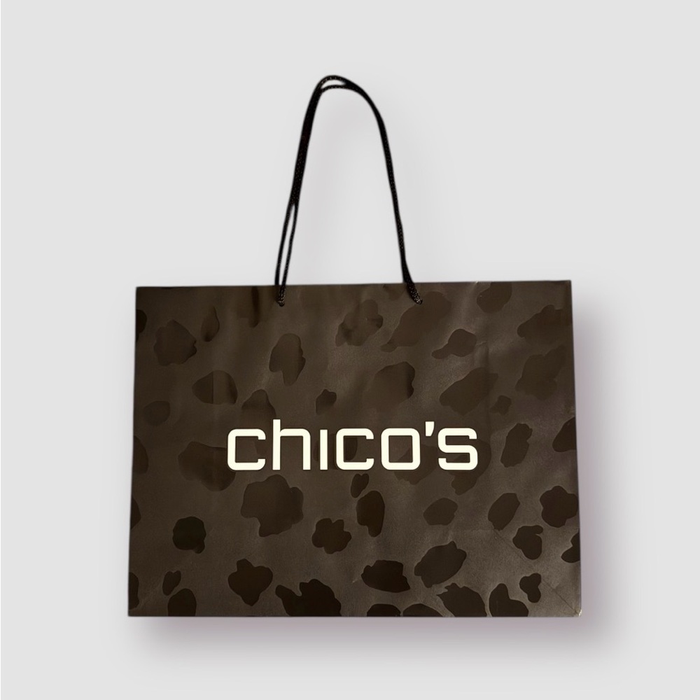 🛍️SALE🛍️ Chico's Black and Grey Animal Print Paper Shopping Tote Bag